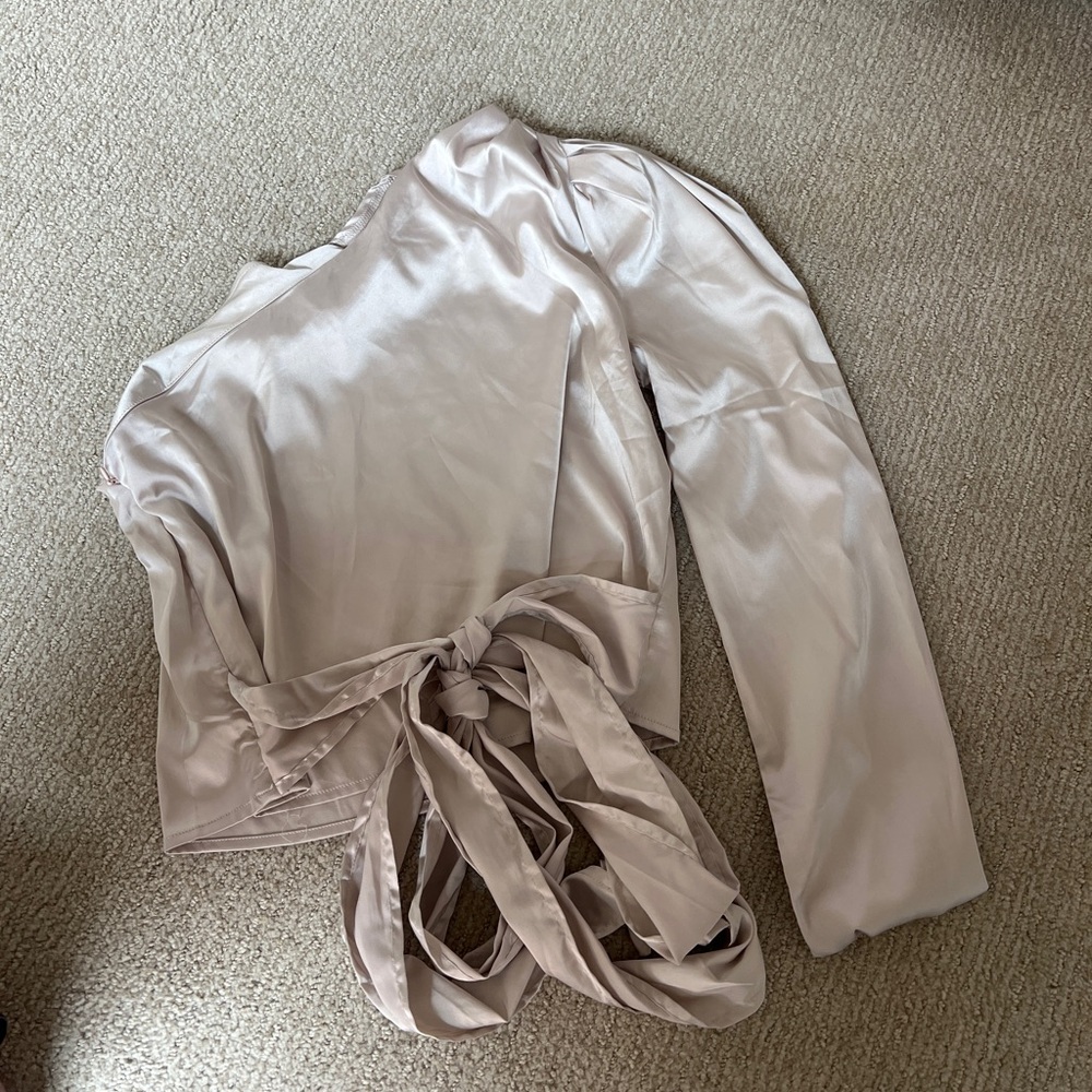 Elegant Satin Tie-Back Blouse